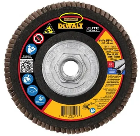 Recalled Model No. DWA8280HRT DEWALT Elite Series 40G T27 High Density Flap Disc