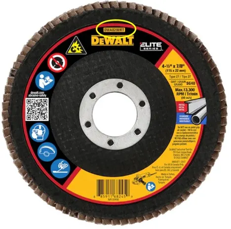 Recalled Model No. DWA8280RT DEWALT Elite Series 40G T27 High Density Flap Disc