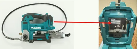 Recalled Cordless Grease Gun and location of Serial No.